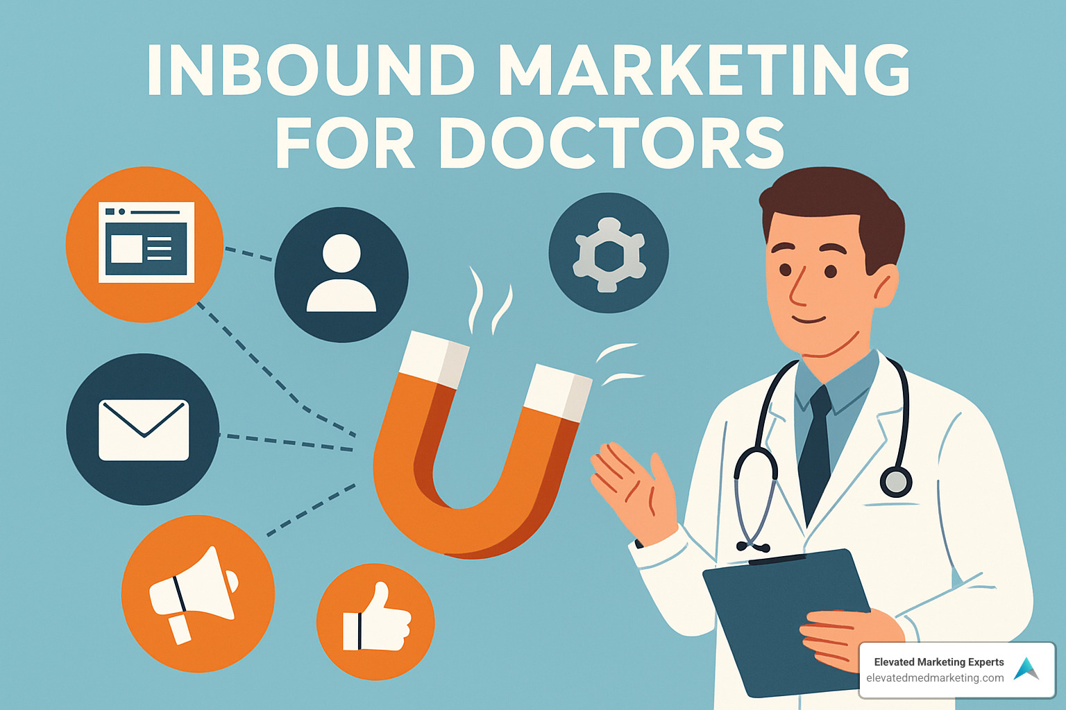 Optimized medical practice service page showing clear headline, patient benefits, doctor credentials, patient testimonials, and prominent appointment booking button - inbound marketing for doctors