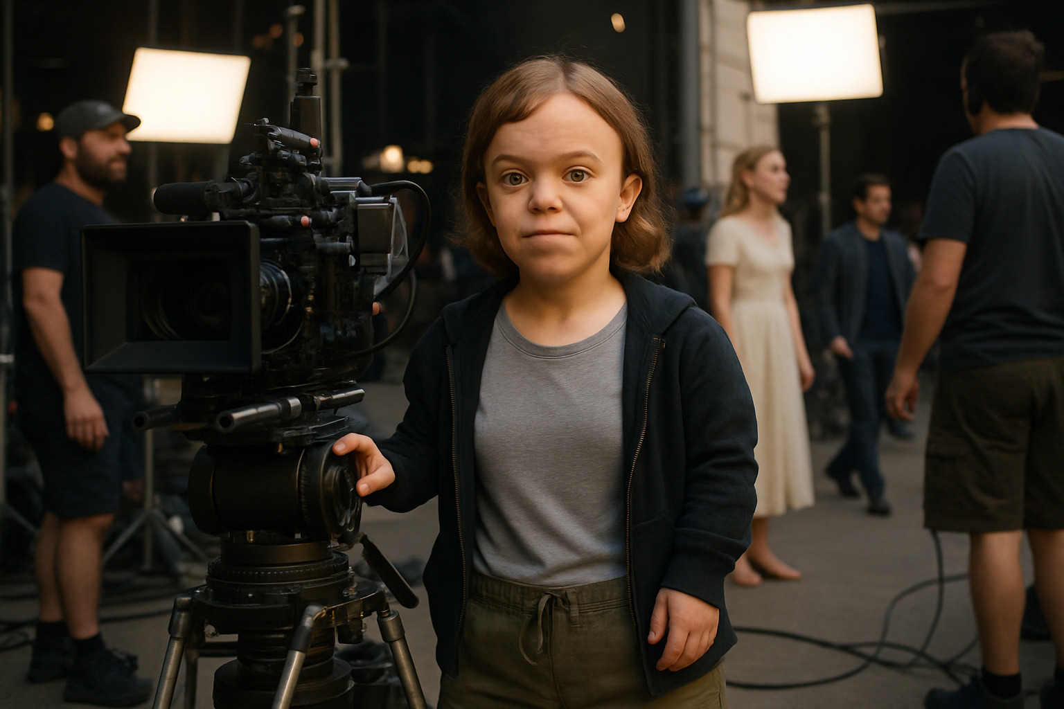 behind the scenes photo of imogen faith reid working as body double on major production - imogen faith reid