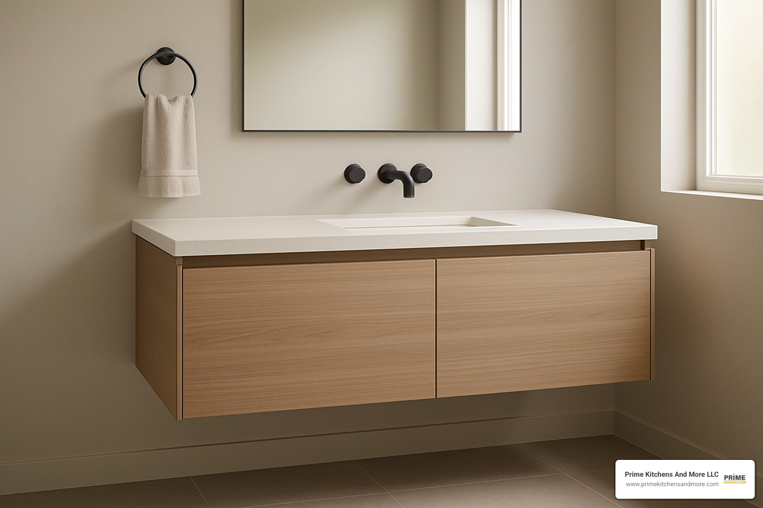 modern floating bathroom vanity with quartz countertop - bathroom cabinets with countertops