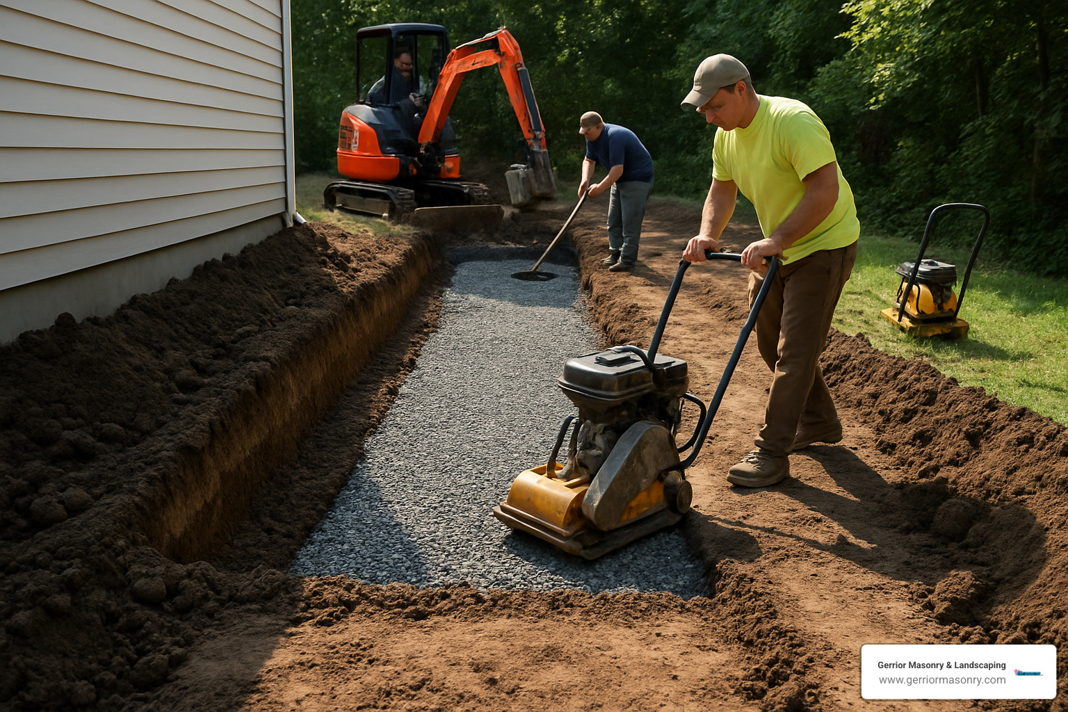 Stepping Stones or Budget Breakers? Paving Stone Walkway Costs Explained 3 excavation and base preparation for walkway - cost of paving stone walkway