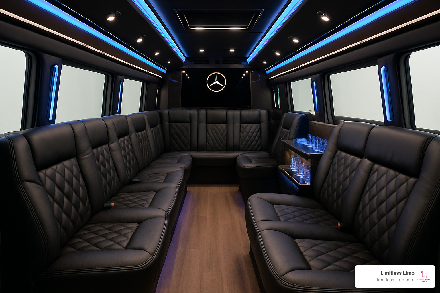 Mercedes Sprinter Limo interior - Columbus limo rental prices