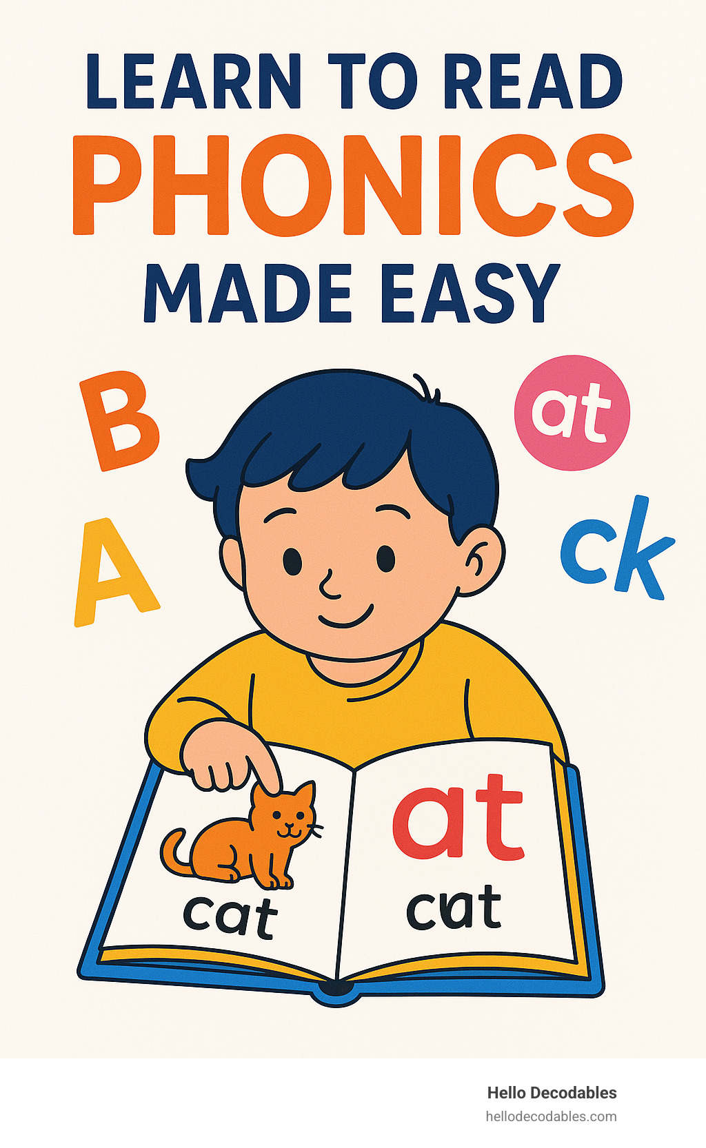 Detailed infographic showing the systematic phonics progression from letter sounds to CVC words to digraphs to long vowels to multisyllabic words, with visual examples and timeline - learn to read phonics made easy infographic 