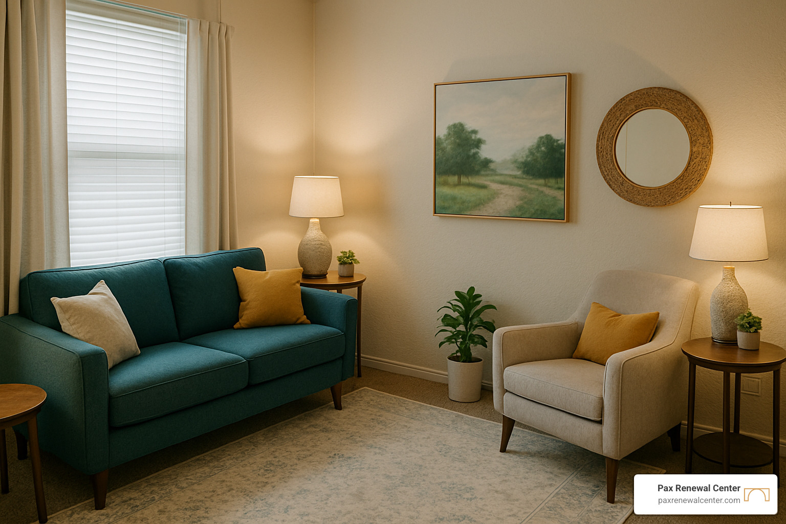 Peaceful therapy office with comfortable seating and calming decor representing hope and healing in Lafayette LA - emdr therapy lafayette la