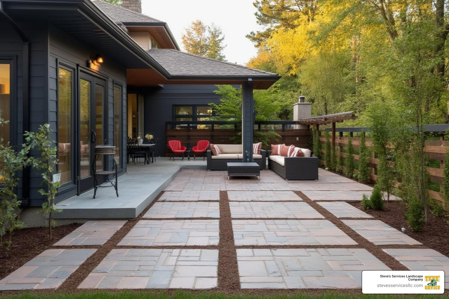 Modern linear paver installation showing clean lines and contemporary design trends - backyard hardscape contractors