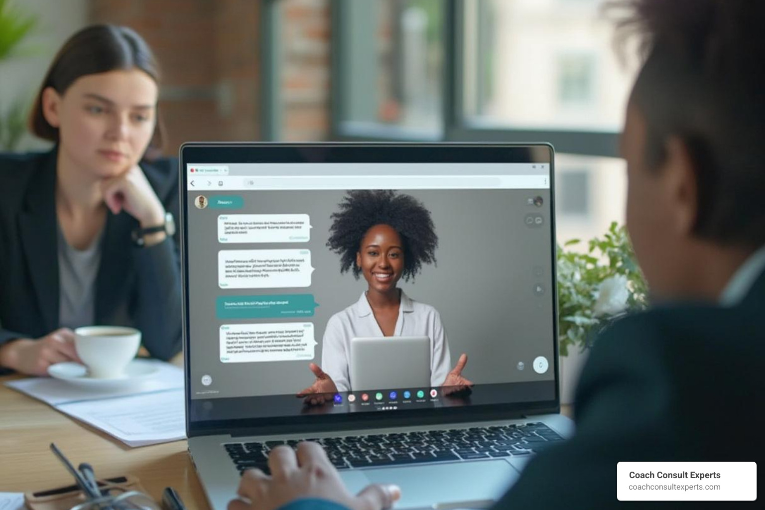 AI coaching interface showing career guidance conversation - career coach for professionals