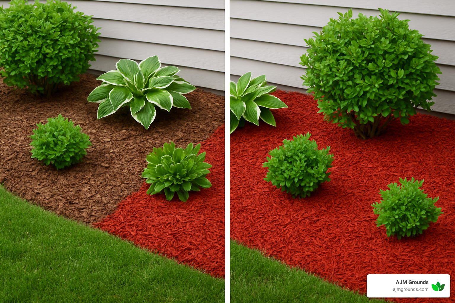 comparison of colored vs natural mulch types in garden beds - mulch delivered