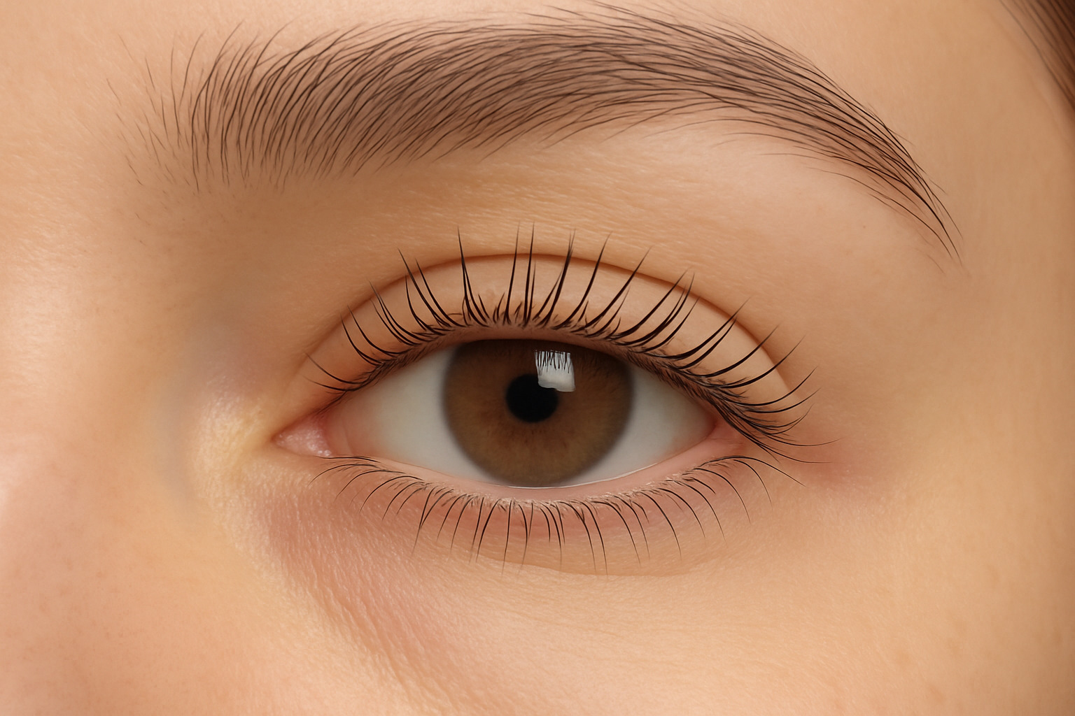 close-up of healthy lashes after tubing mascara removal -  tubing mascara