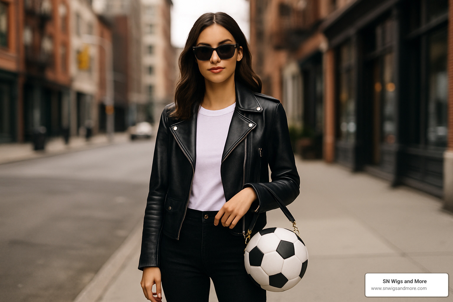 outfit styling with soccer ball purse - soccer ball purse