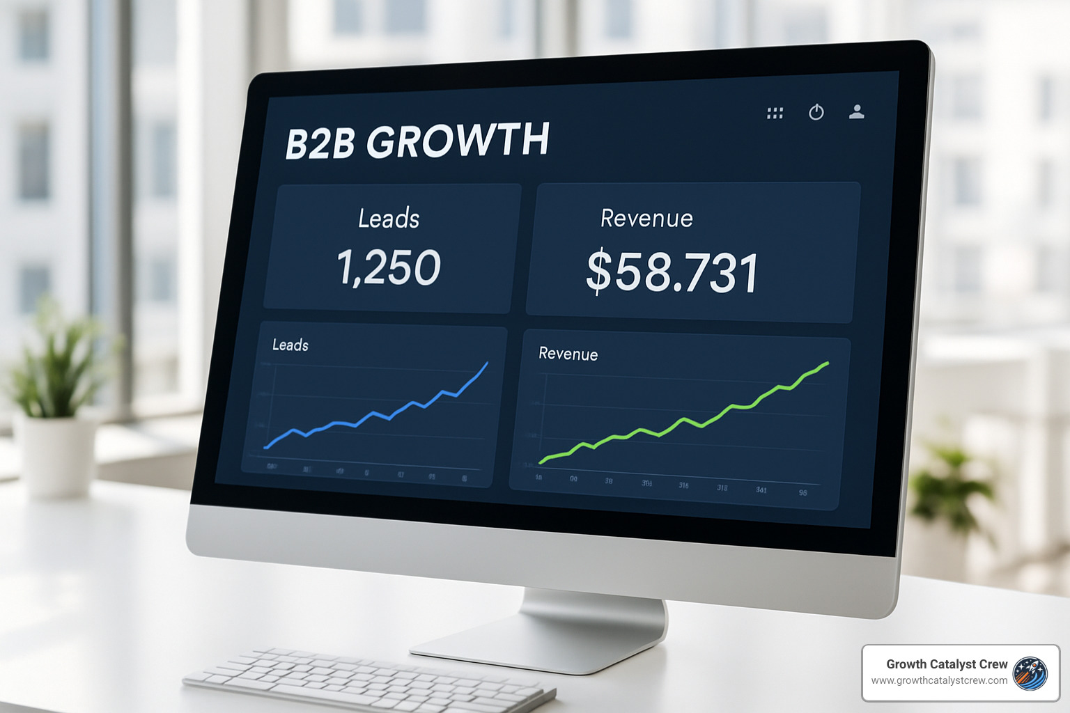 growth dashboard showing increasing leads and revenue - b2b demand generation tactics