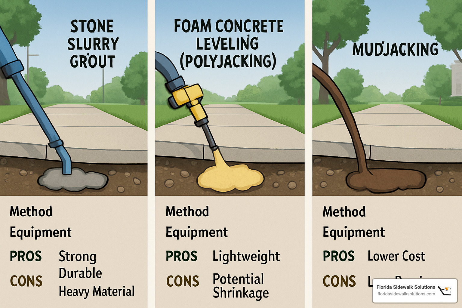comparison of different concrete leveling methods - concrete leveling sidewalk cost