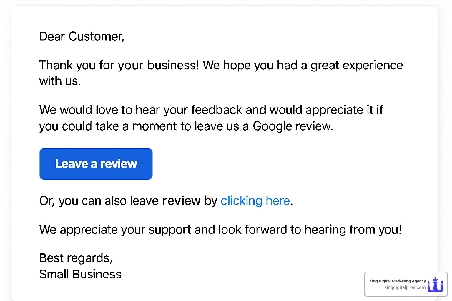 Email Template Example For Review Requests - Local Business Reviews Management