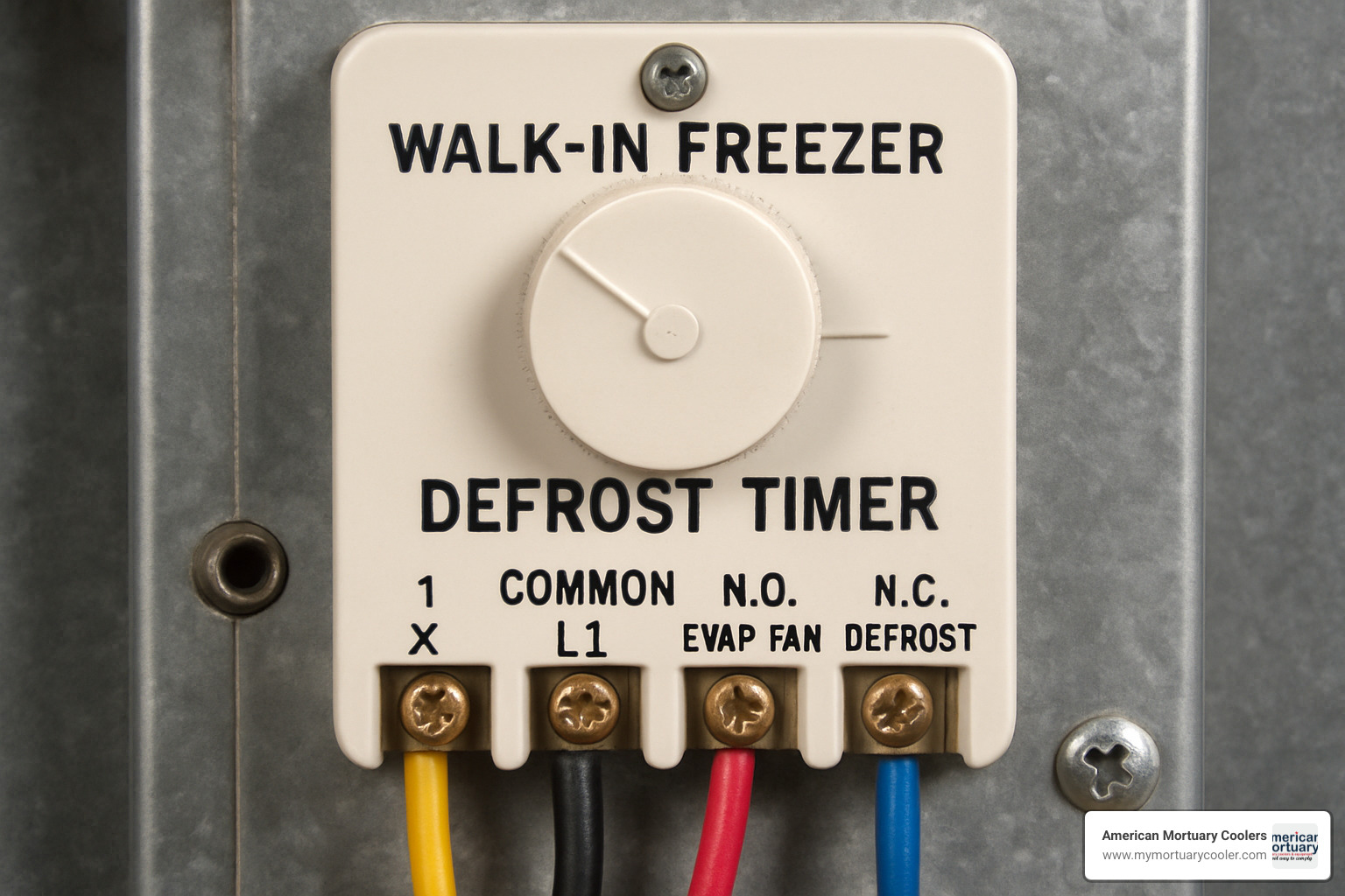 Detailed view of defrost timer wiring terminals and connections - commercial walk in freezer wiring diagram