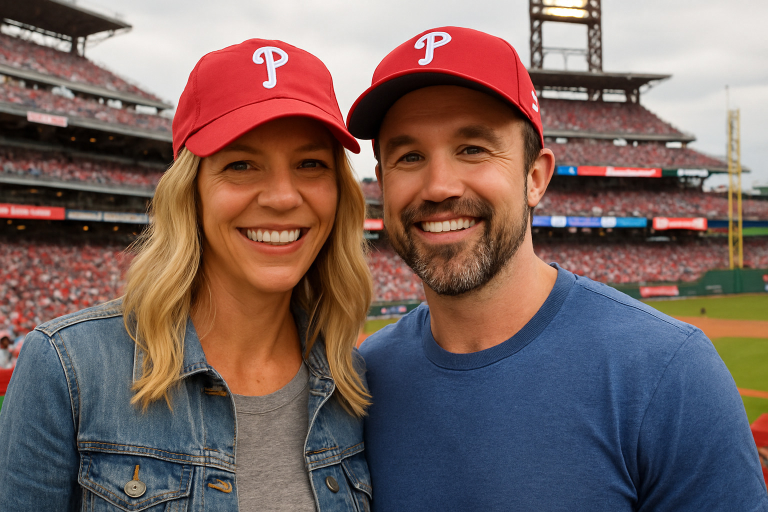 Kaitlin Olson and Rob McElhenney at a Phillies baseball game - kaitlin olson Kaitlin Olson and Rob McElhenney at a Phillies baseball game - kaitlin olson