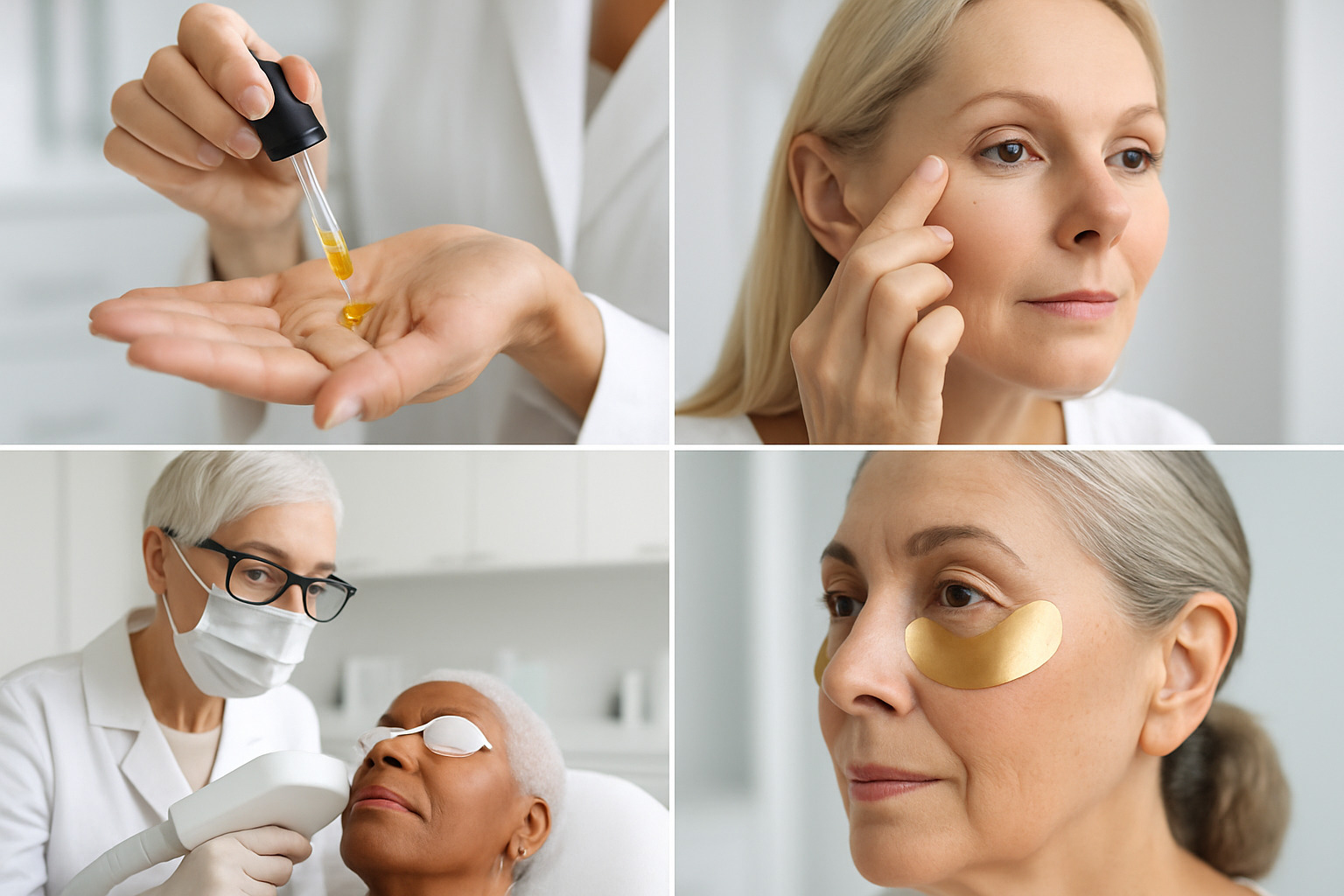 collage of targeted treatments for specific aging concerns - Beauty tips for aging skin