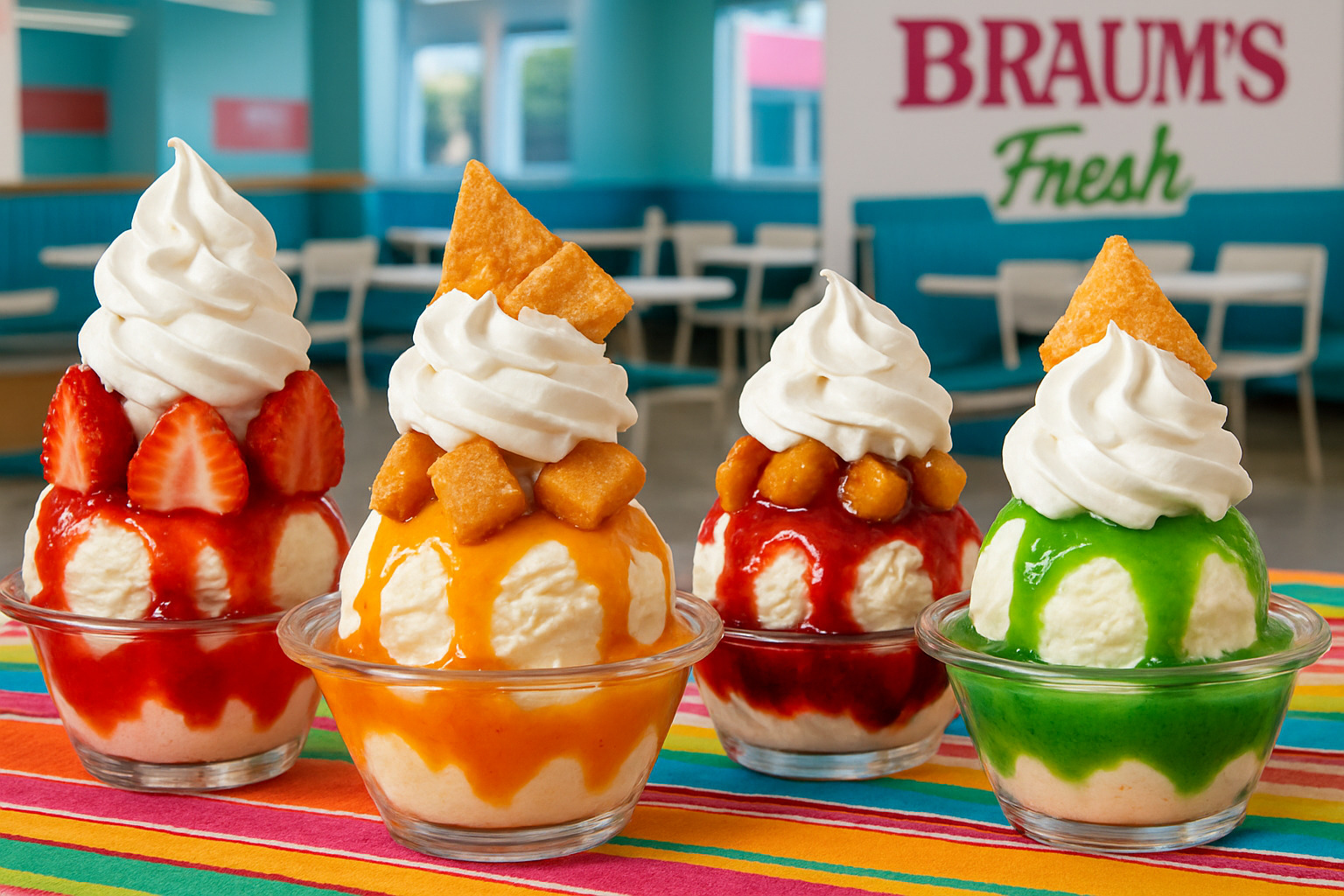New 2025 Braums fancy sundaes with Mexican-inspired flavors and toppings - braums