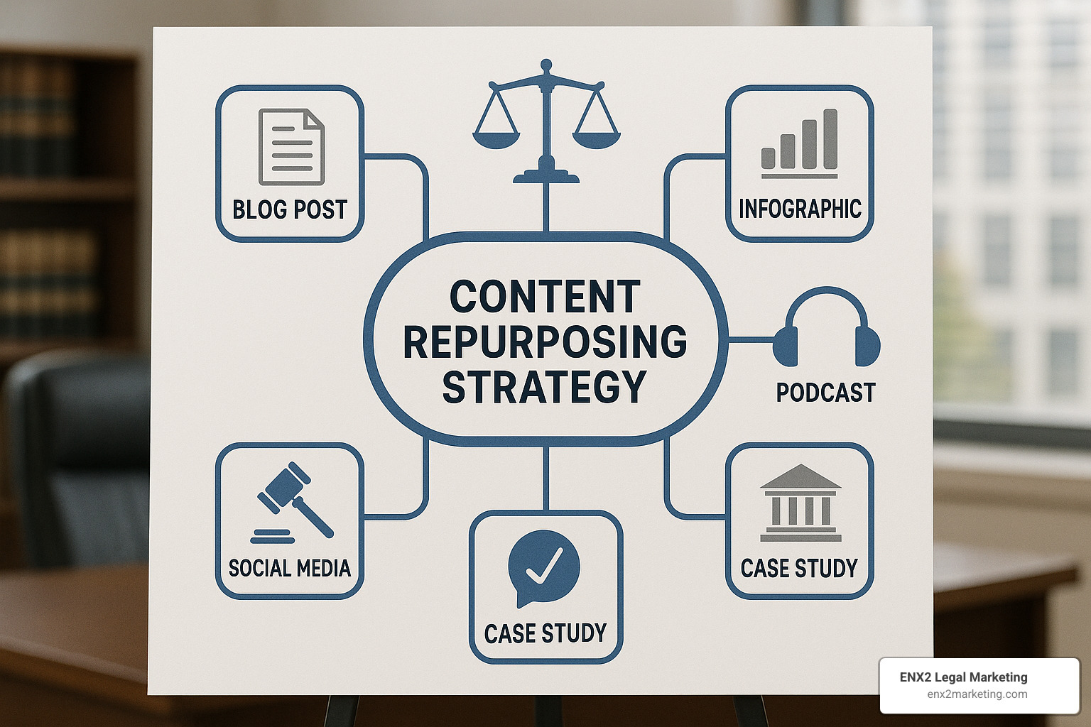 content repurposing strategy mind map - content creation for lawyers