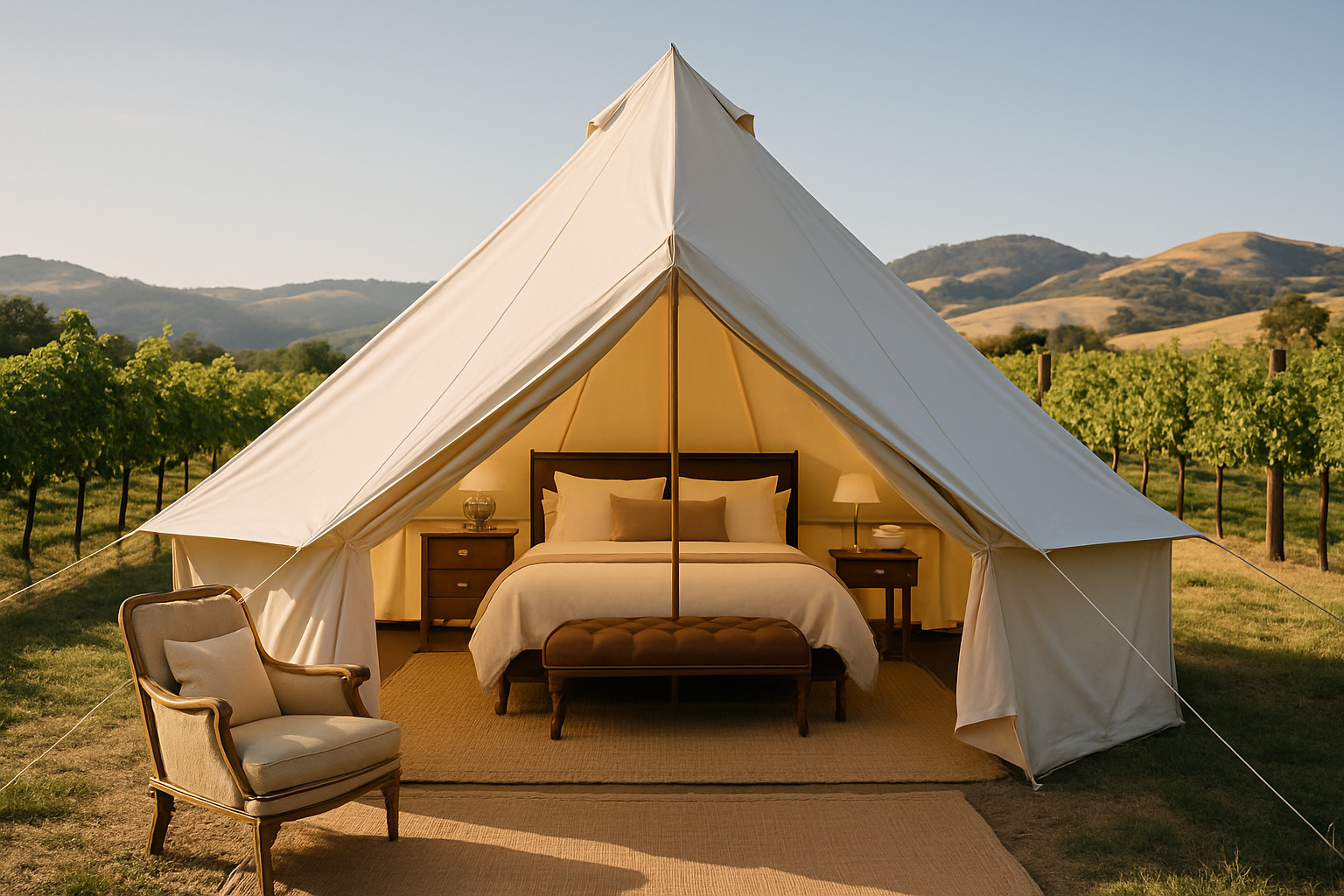 luxury vineyard glamping tent - best wine vacations in the world