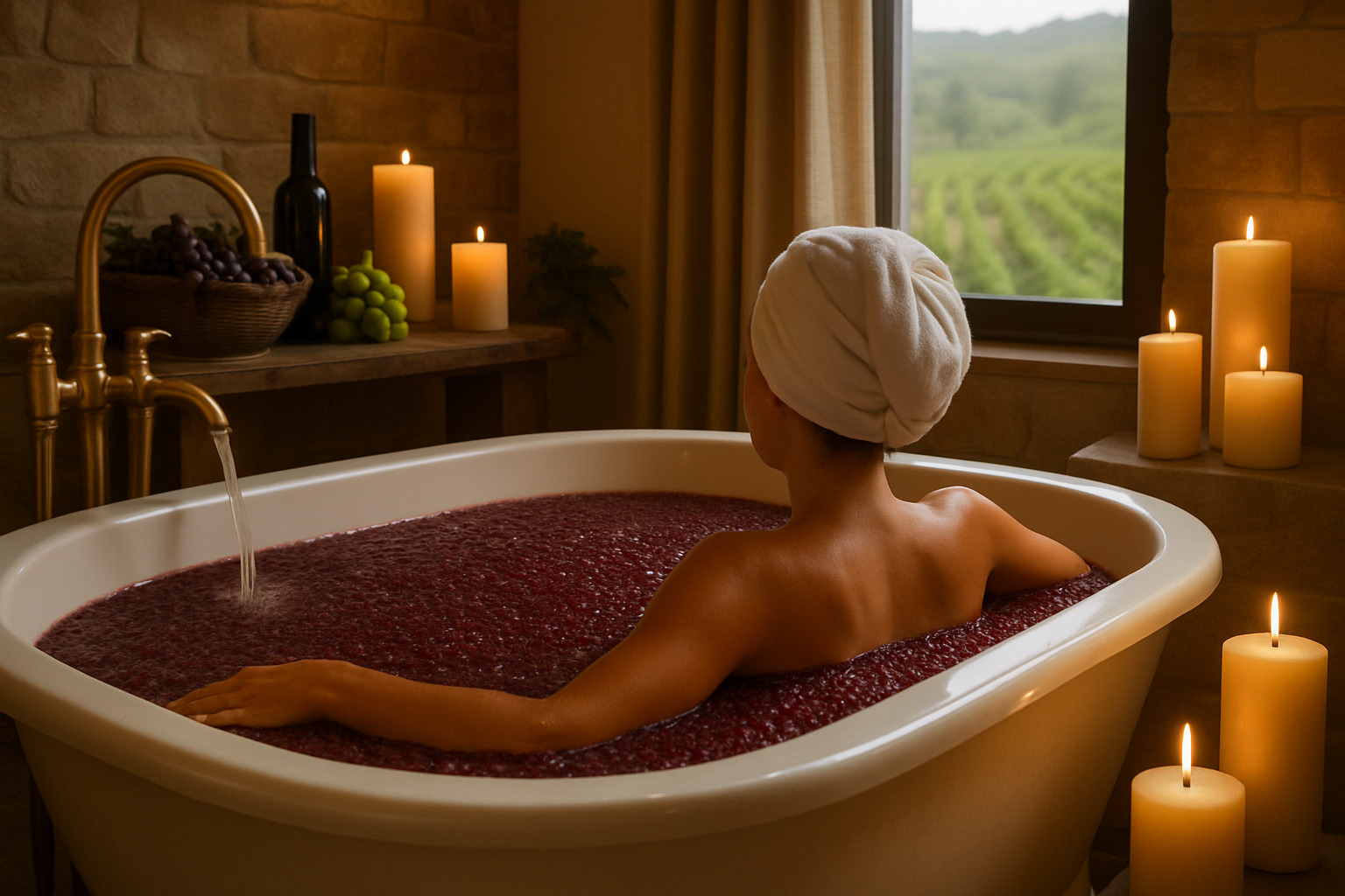 spa treatment with grape bath - best wine vacations in the world
