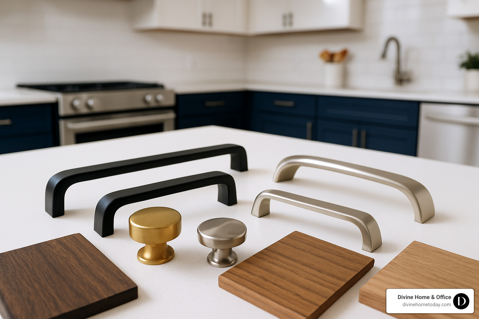 Custom cabinet hardware and finish samples - custom design cabinets