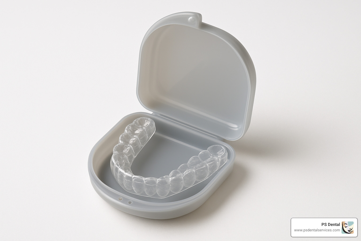clear retainer in protective case - teeth straightening