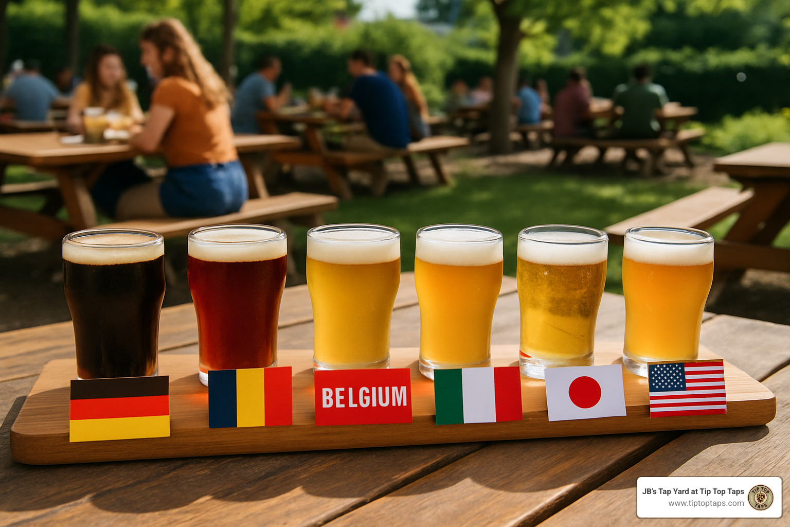 international tasting flight - beer garden menu