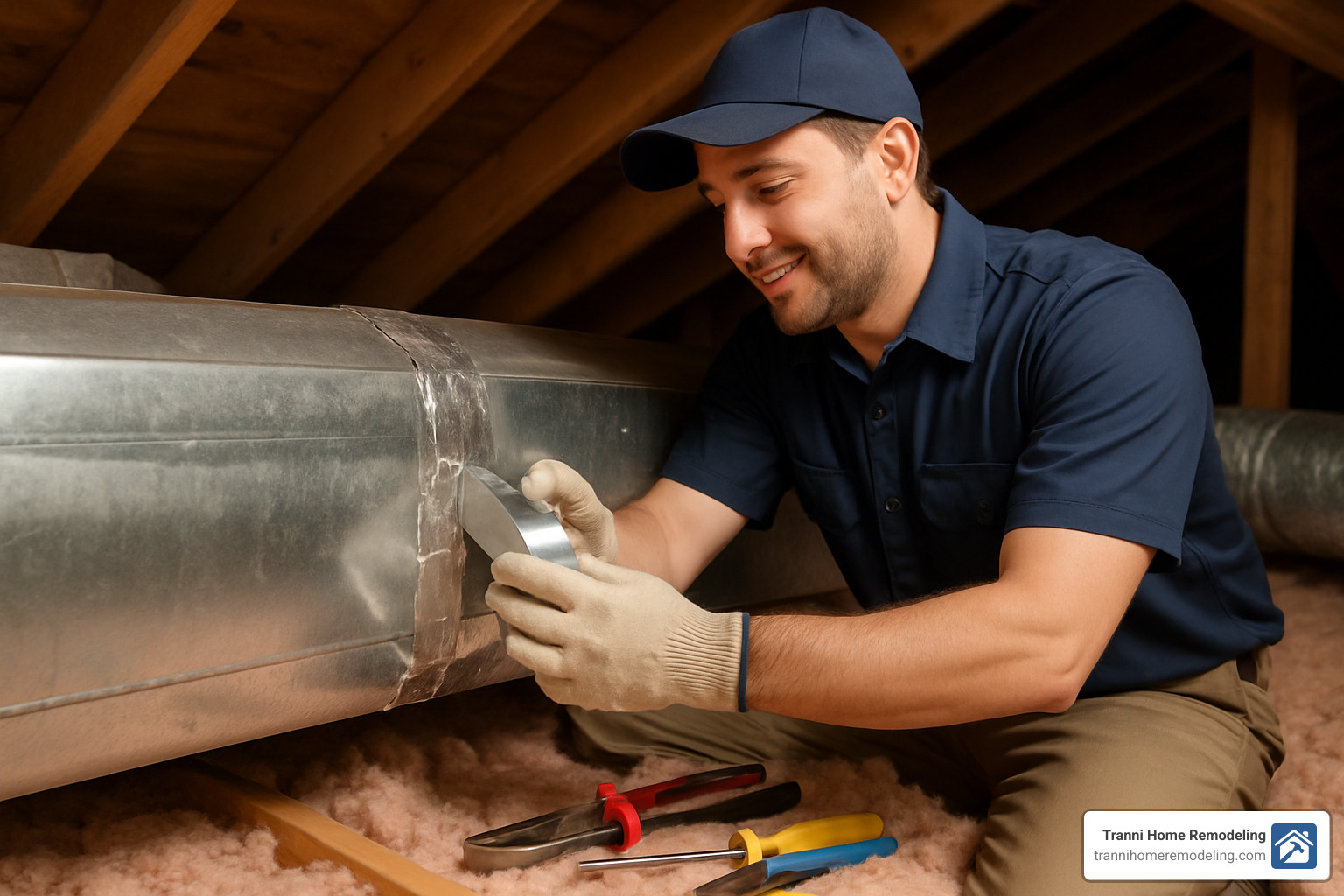 Stay Cozy: Top Heating and Cooling Products Reviewed 6 HVAC technician sealing ductwork - heating and cooling