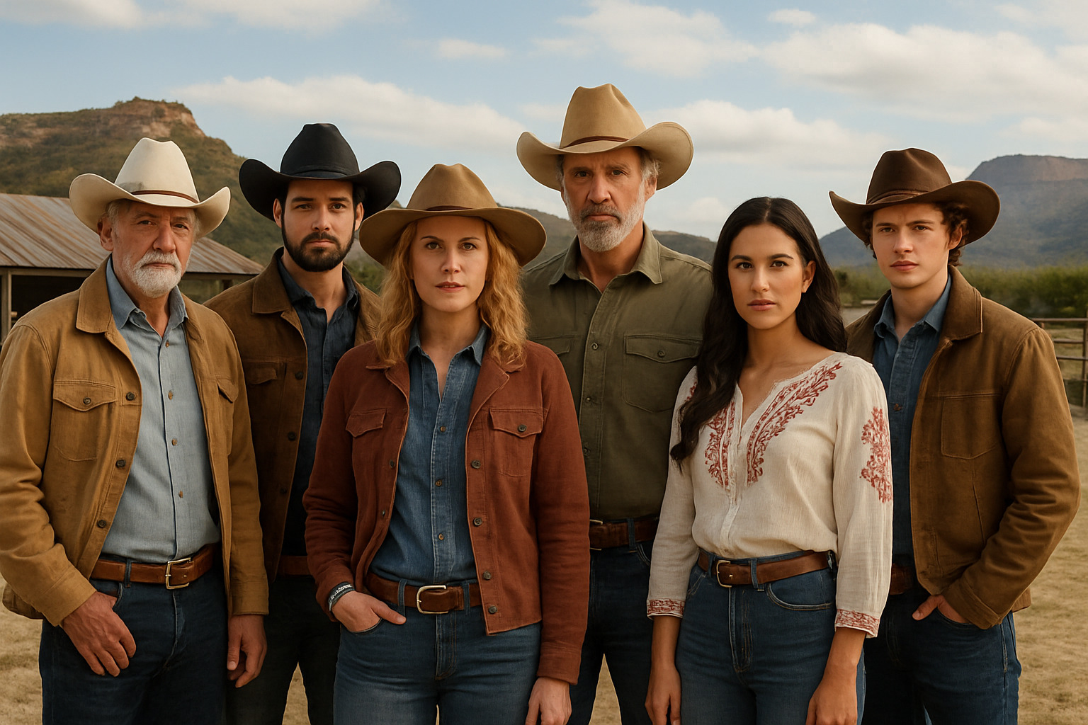 ensemble photo of the main cast of ransom canyon in western attire - cast of ransom canyon ensemble photo of the main cast of ransom canyon in western attire - cast of ransom canyon
