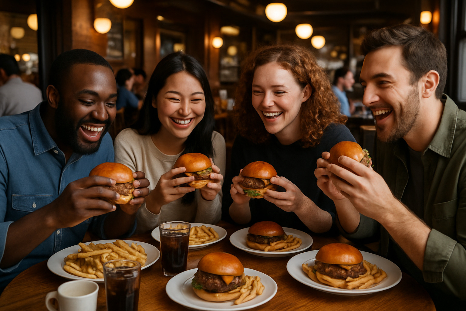 satisfied diners - au cheval