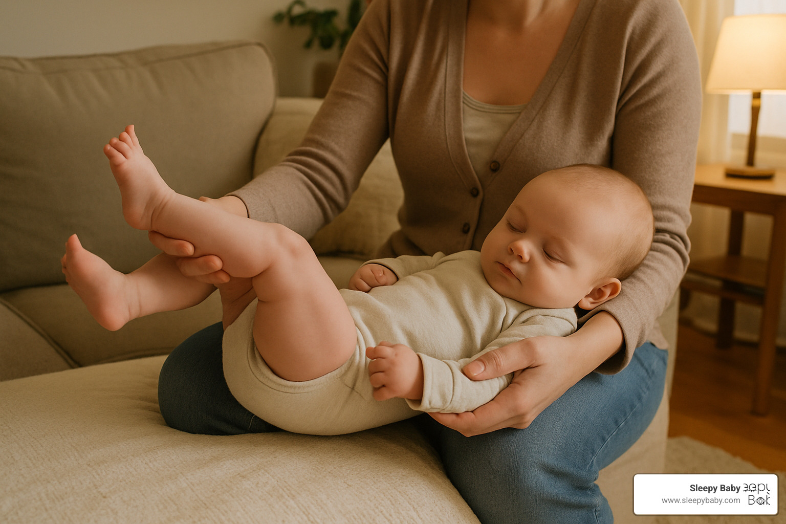 parent doing bicycle legs exercise with baby - best baby gas medicine