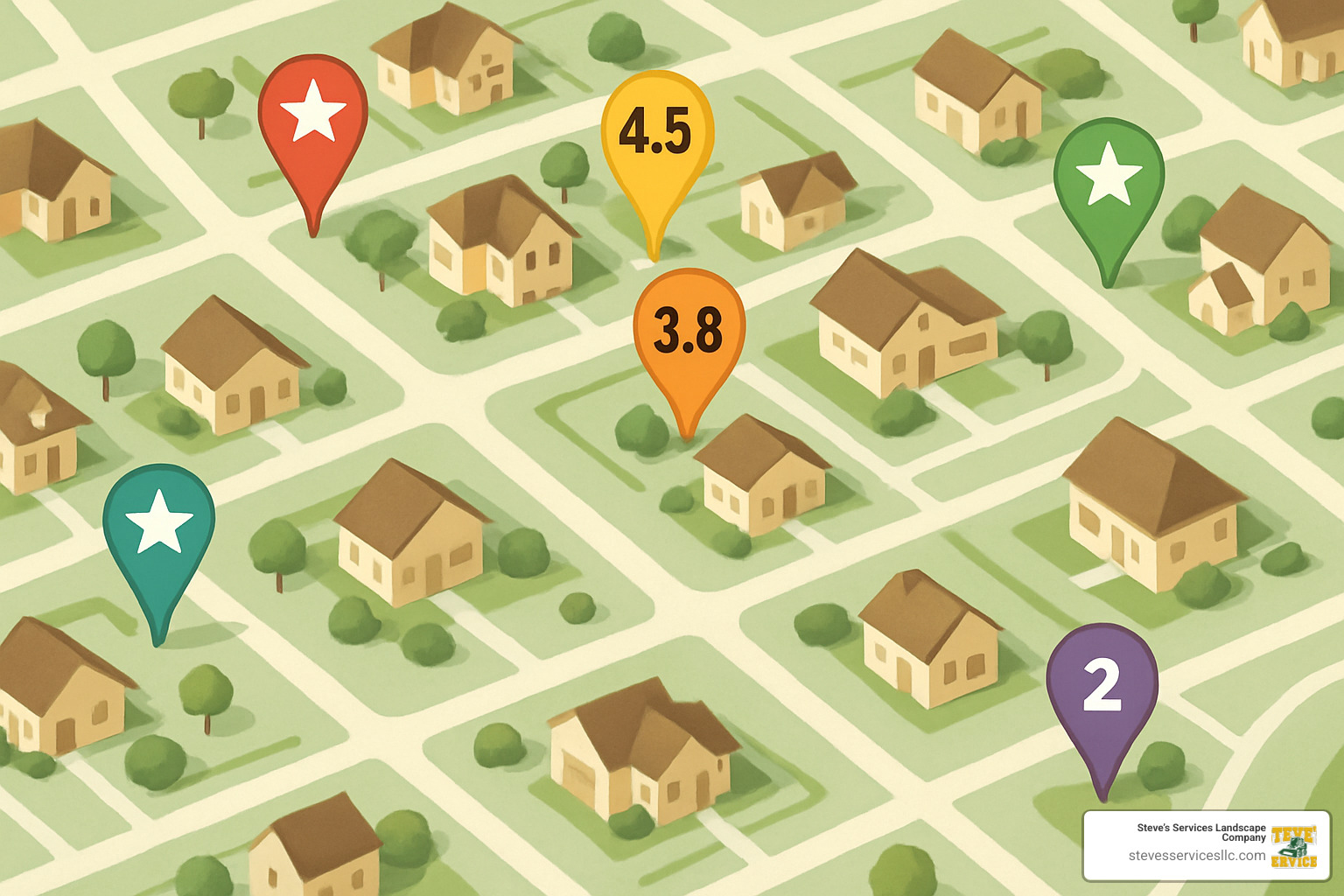 map showing contractor locations with rating pins - home improvement contractors near me