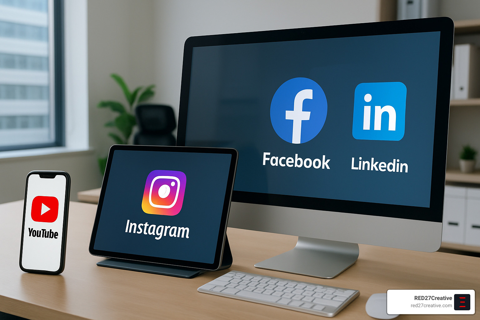 How to Capture Attention with Digital Marketing Videography • digital marketing videography • RED27Creative Multi-platform video content displayed across smartphone, tablet, and desktop screens showing different video formats and social media platforms - digital marketing videography