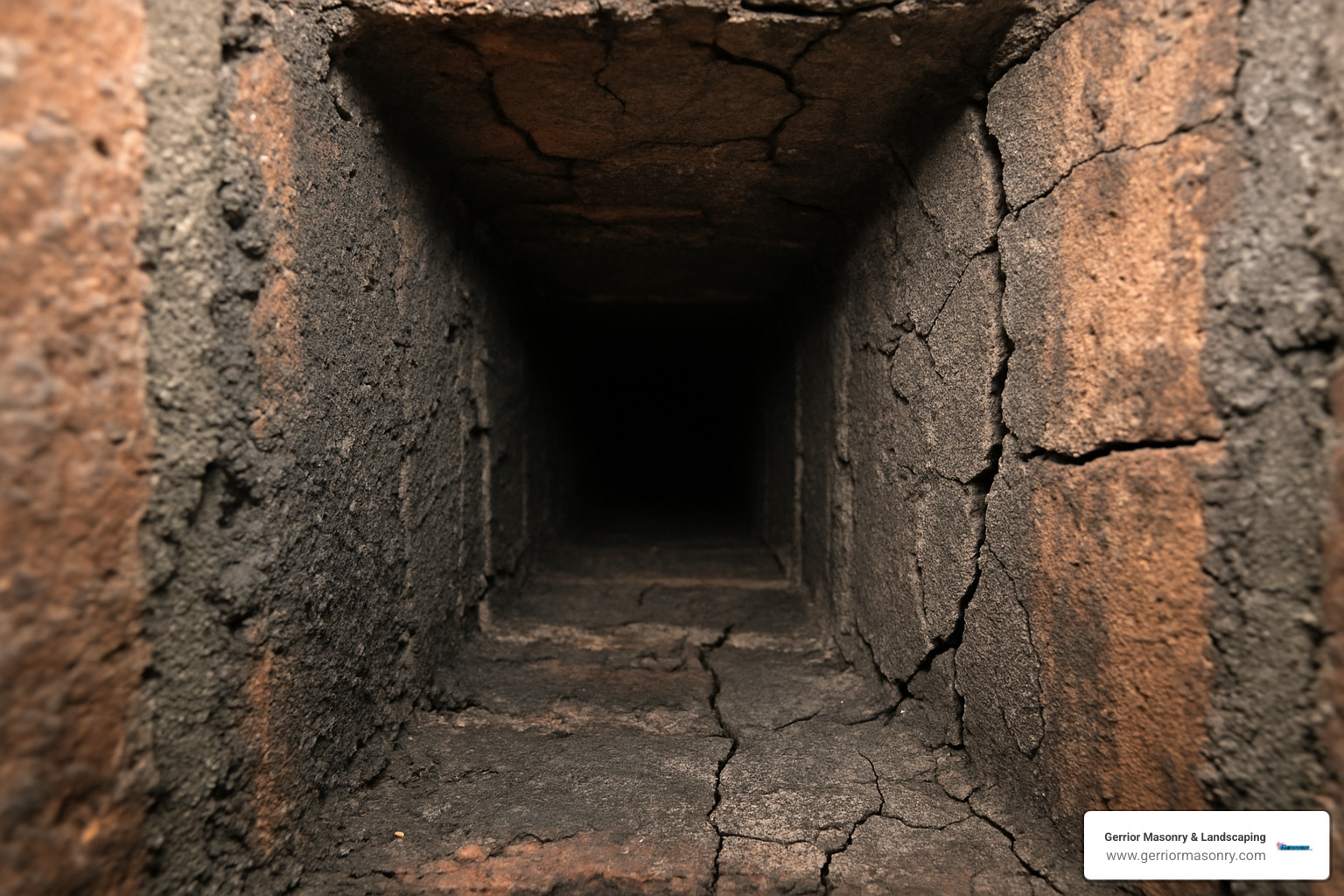 Damaged chimney flue showing cracks and deterioration that require immediate professional attention - chimney cleaning and inspection near me