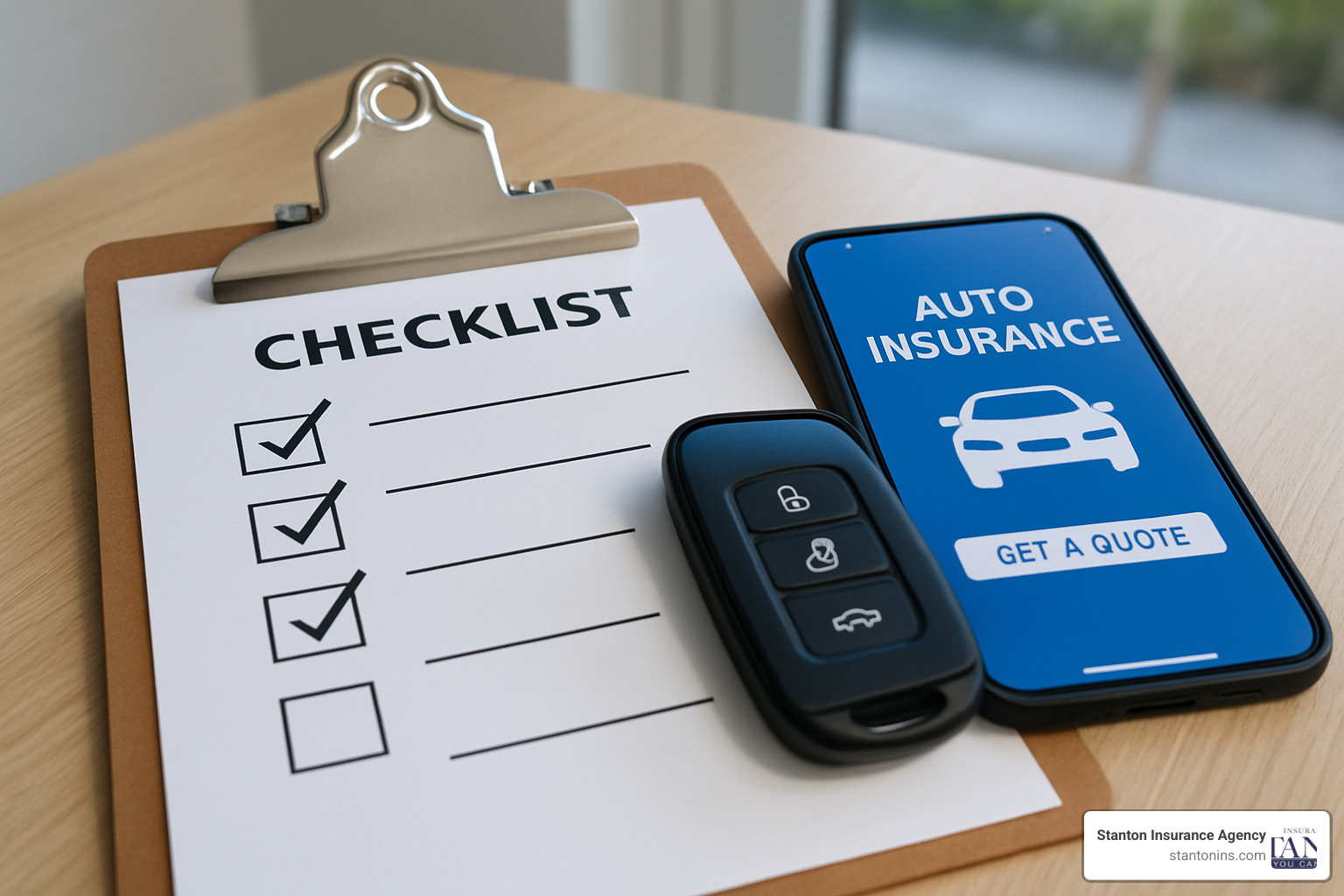 checklist and smartphone showing auto insurance switching process - auto-insurance companies