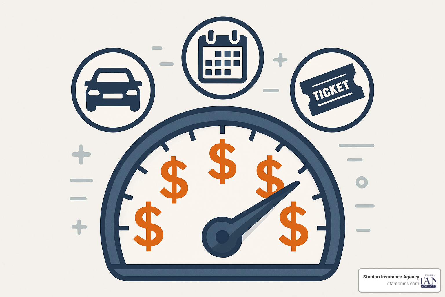 speedometer with dollar signs showing factors affecting auto insurance rates - auto-insurance companies