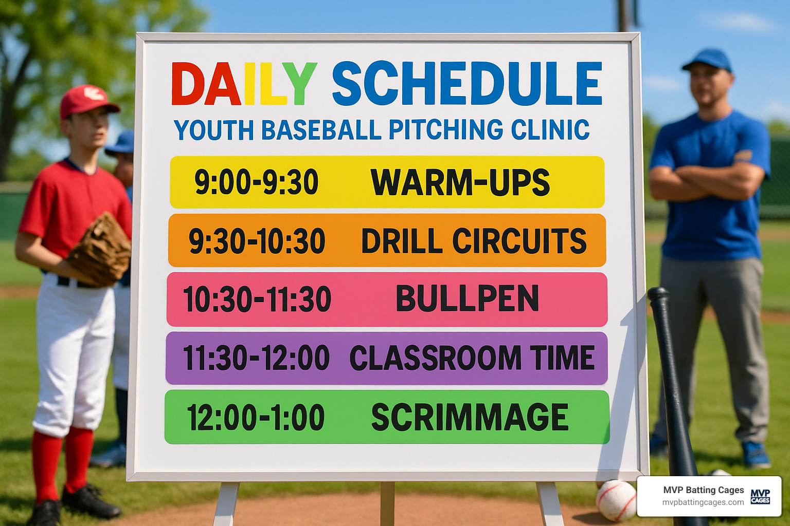 sample daily schedule for youth pitching clinic - youth pitching clinics