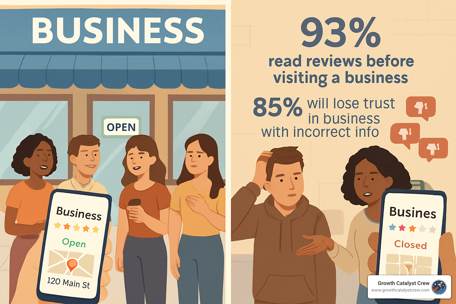 trust statistics showing impact of incorrect business information - business listing management