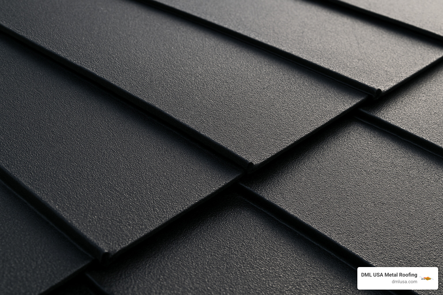 close-up of matte black textured metal roofing panel showing surface detail - metal roof wholesale near me
