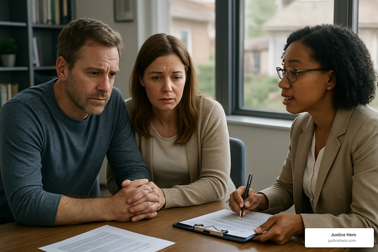 worried parents consulting with a mental health clinician about their teenager's treatment needs - treatment centers for teens