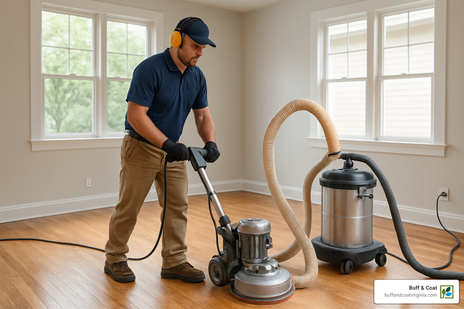 technician using dustless sander on hardwood floor - hardwood floor repair richmond va technician using dustless sander on hardwood floor - hardwood floor repair richmond va