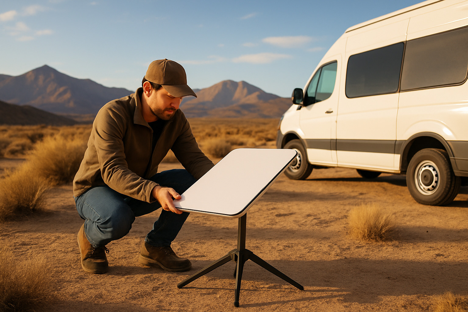 Starlink Mini setup process in Australian outback setting - starlink portable