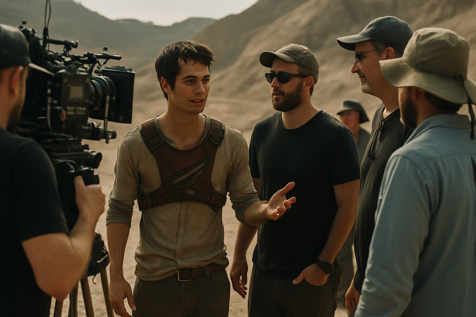 Behind-the-scenes photo of Dylan O'Brien on the Maze Runner set - dylan o'brien Behind-the-scenes photo of Dylan O'Brien on the Maze Runner set - dylan o'brien