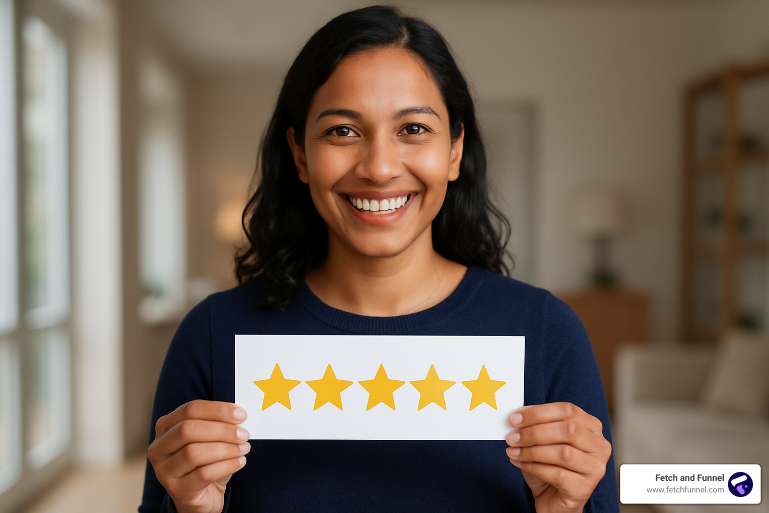 Authentic client testimonial with 5-star rating and professional headshot - Facebook ads for real estate