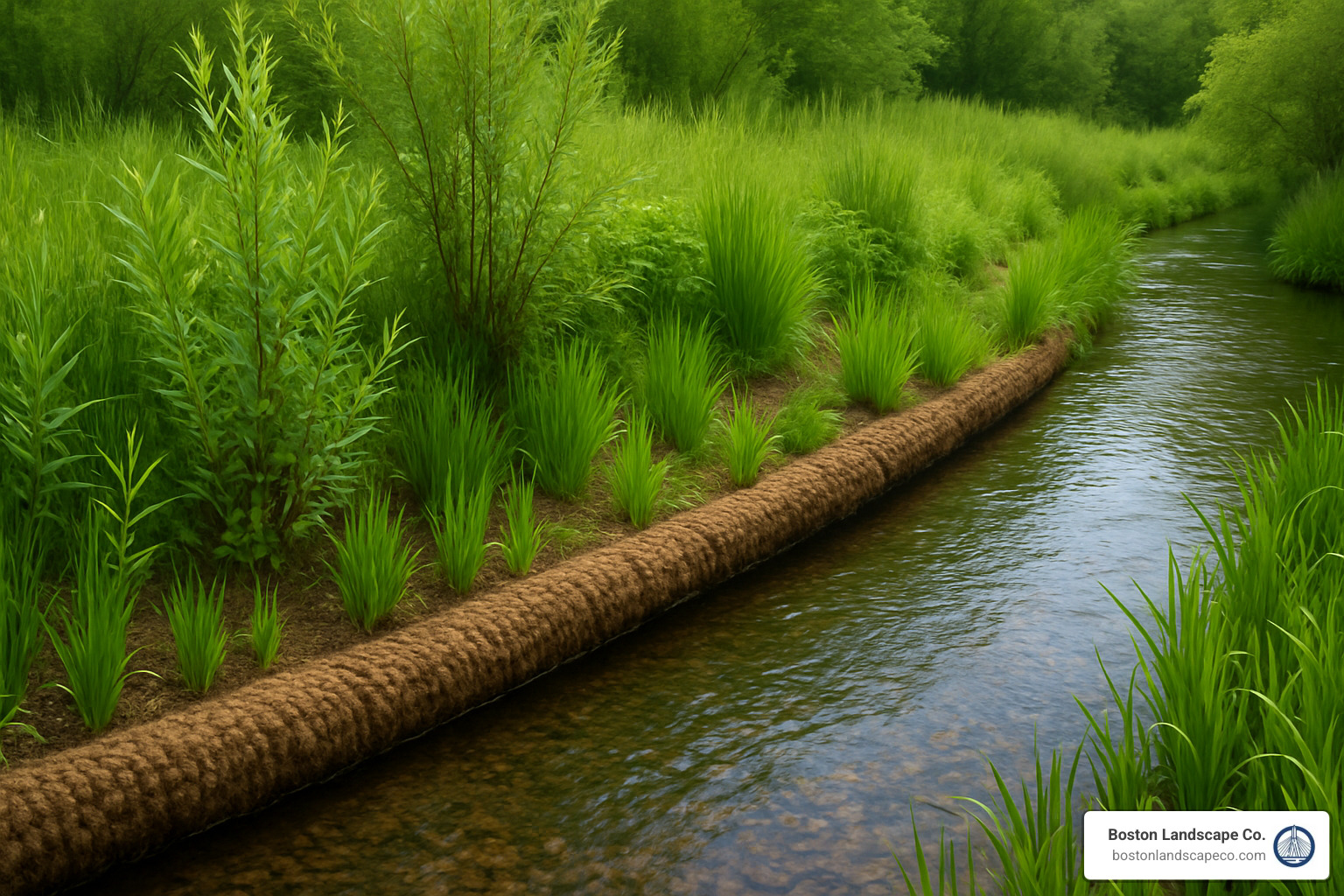 Stabilized streambank with native vegetation - Wetland Repair