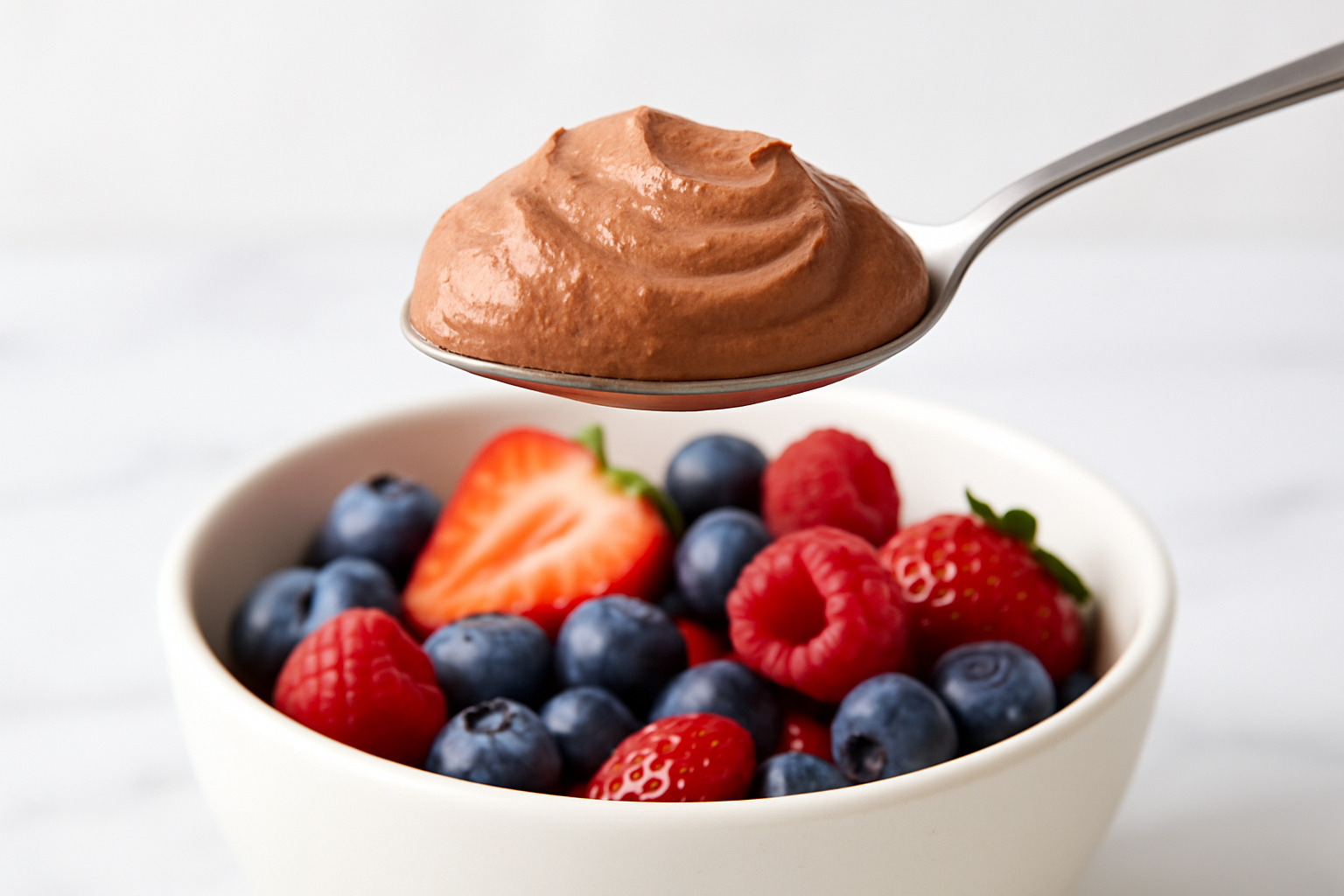 spoonful of coconut cult over fresh berries -  coconut cult