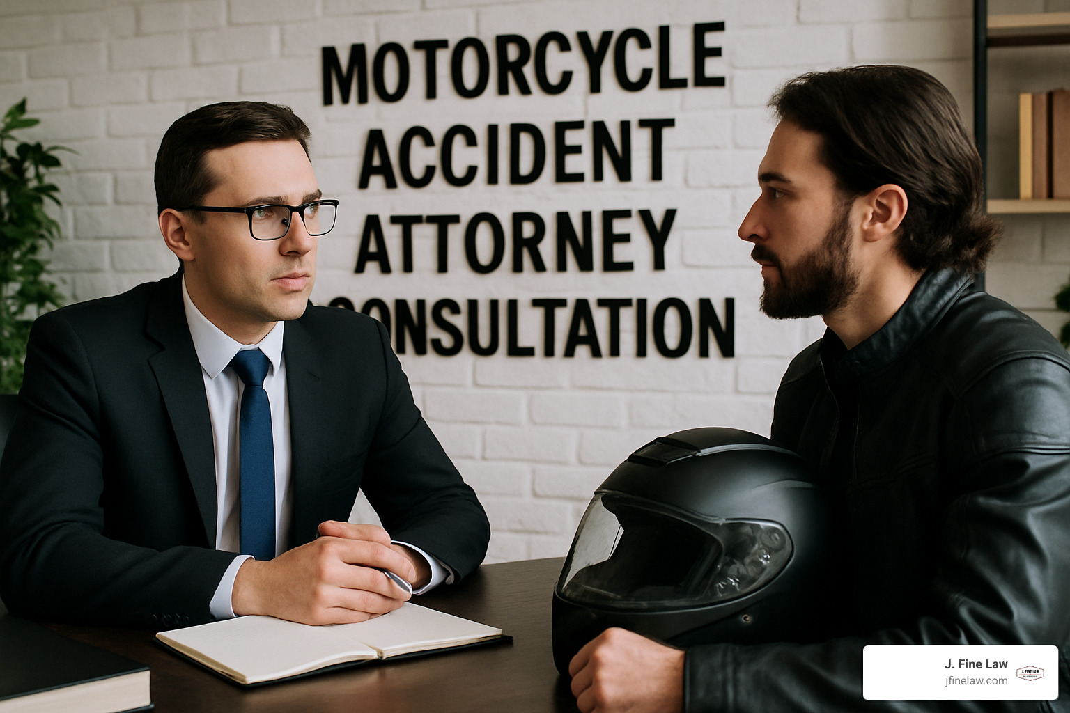 Client signing retainer agreement with motorcycle accident attorney - motorcycle accident attorney consultation