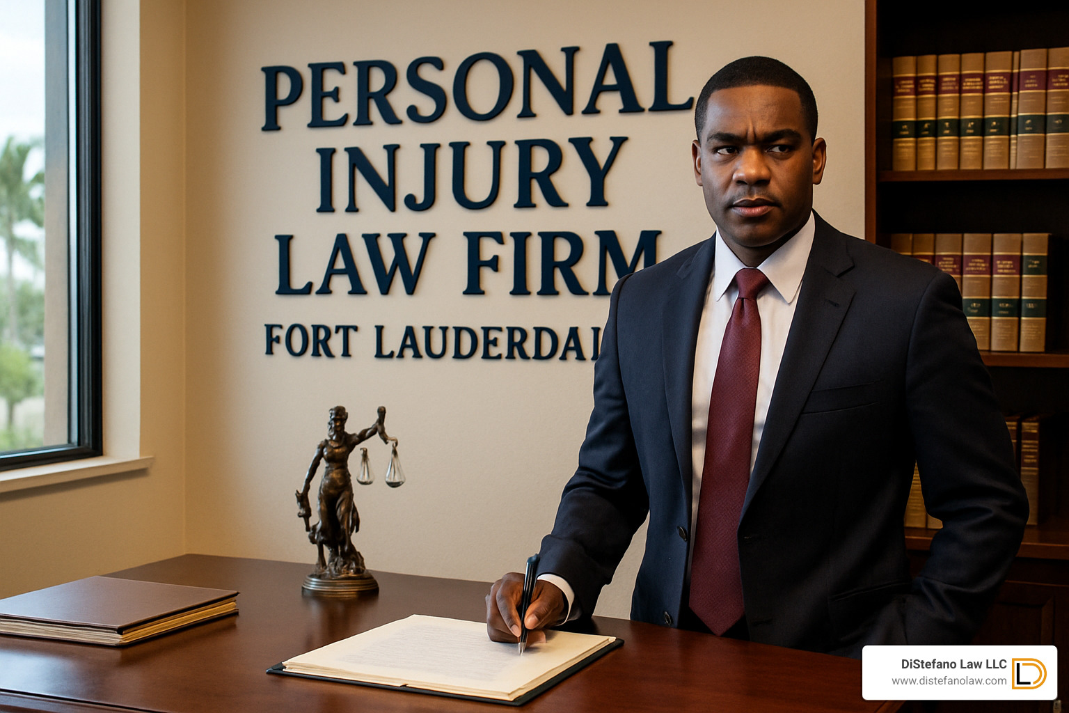 Broward County courthouse with legal scales and Fort Lauderdale skyline - personal injury law firm fort lauderdale