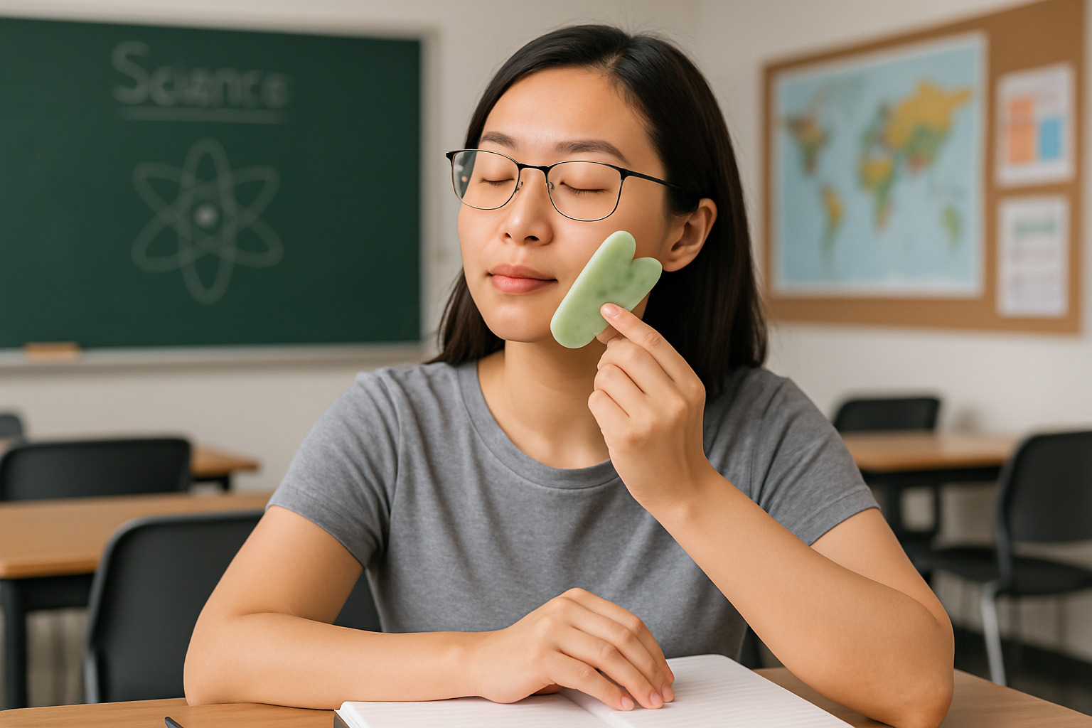 student practicing Gua Sha - holistic beauty education