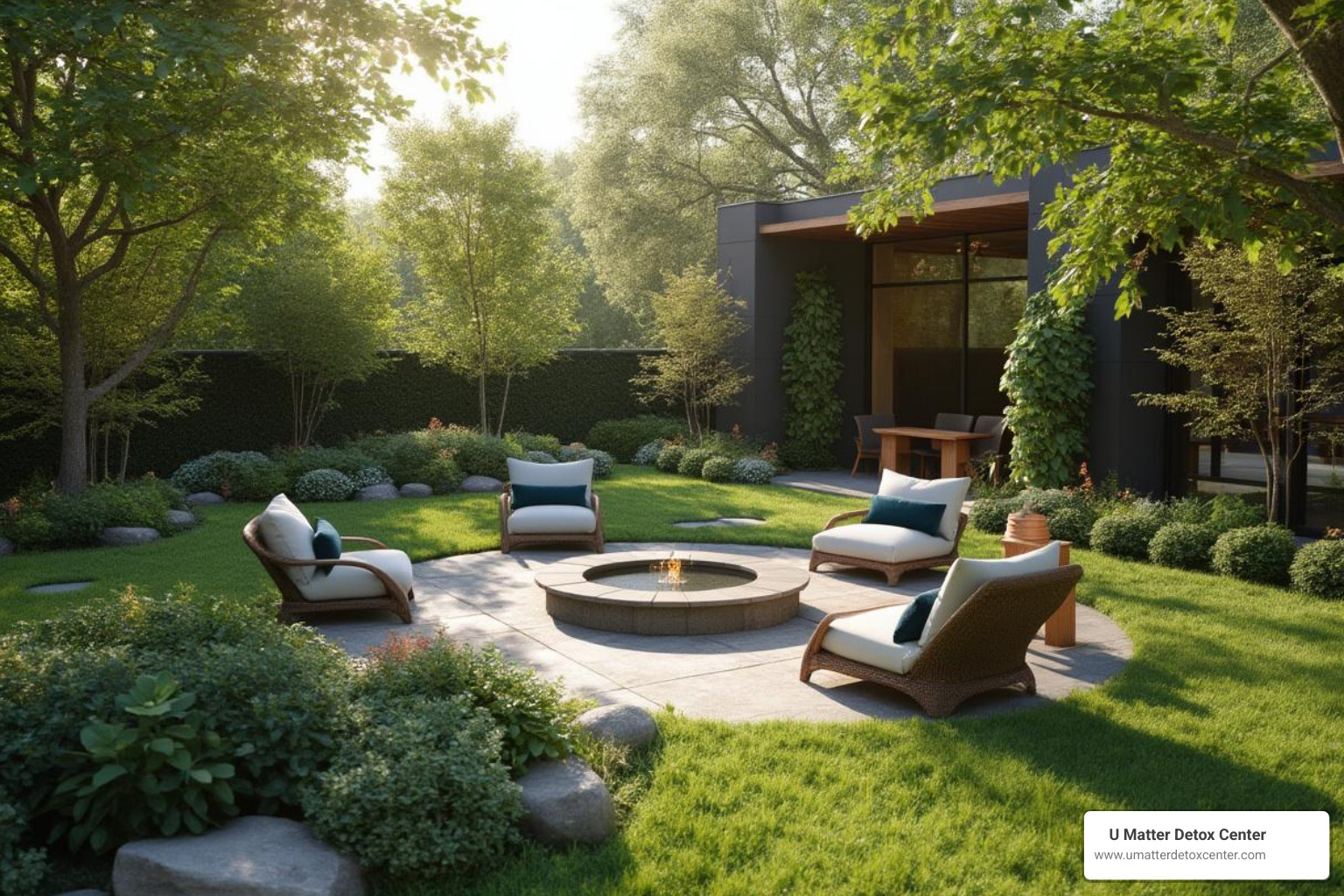mindfulness garden at luxury rehab - luxury rehab center