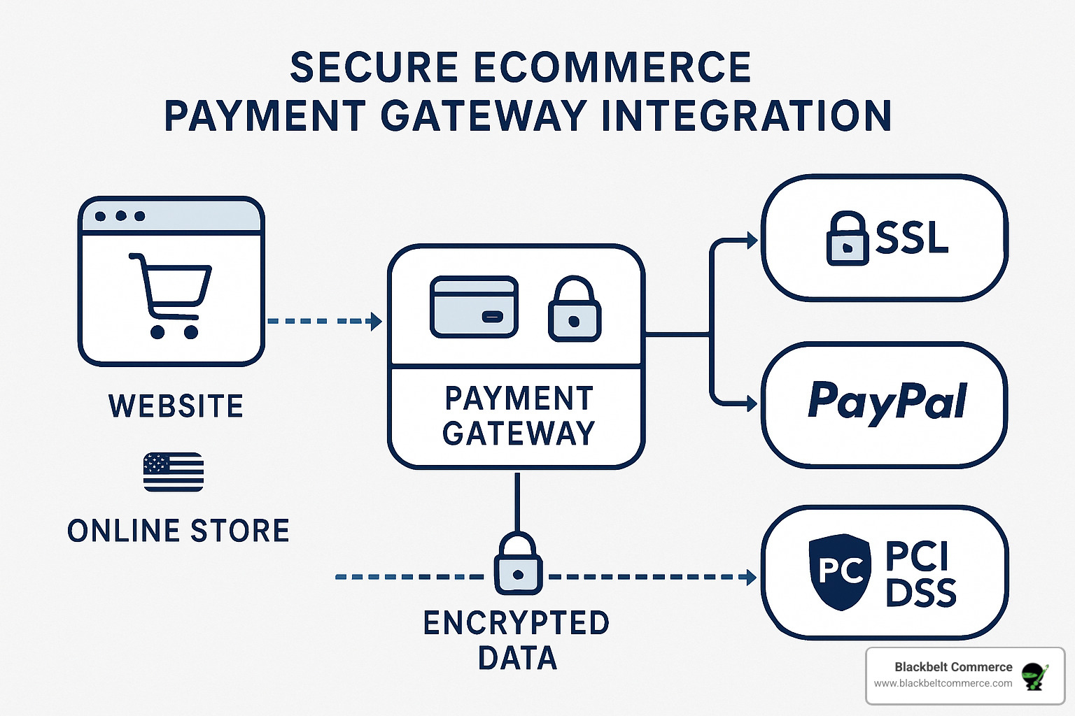 Secure ecommerce payment gateway integration diagram - ecommerce web design nyc