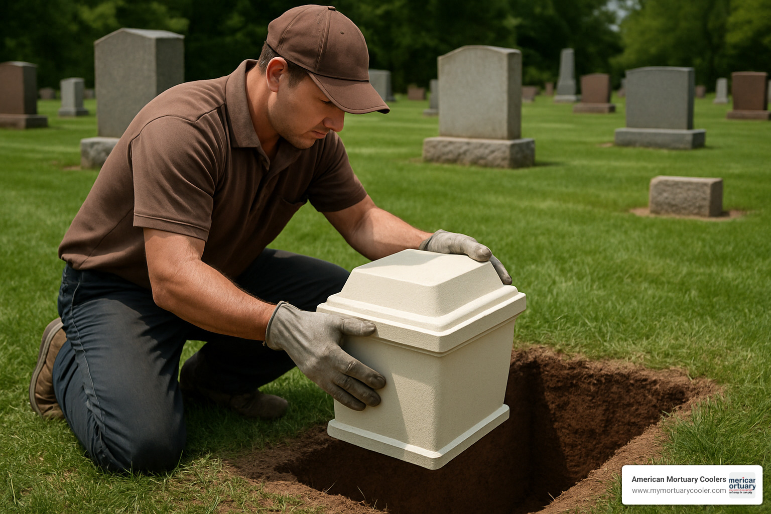 urn vault installation - urns for human ashes for burial